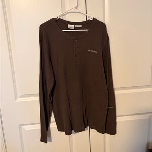 Columbia Chocolate Waffle Knit Henley